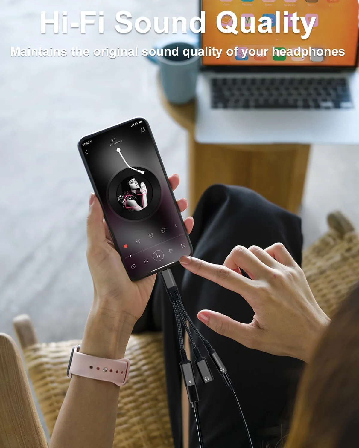 Фото Адаптер USB-C на 3,5 мм для наушников и зарядки, 3-в-1, USB-C на аудиоадаптер Aux, быстрая зарядка 60 Вт для Samsung, зарядное устройство PD 60 Вт №3