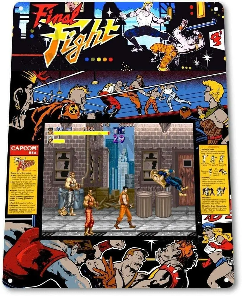 Final Fight Classic Capcom Arcade tendone Game Room Wall Decor