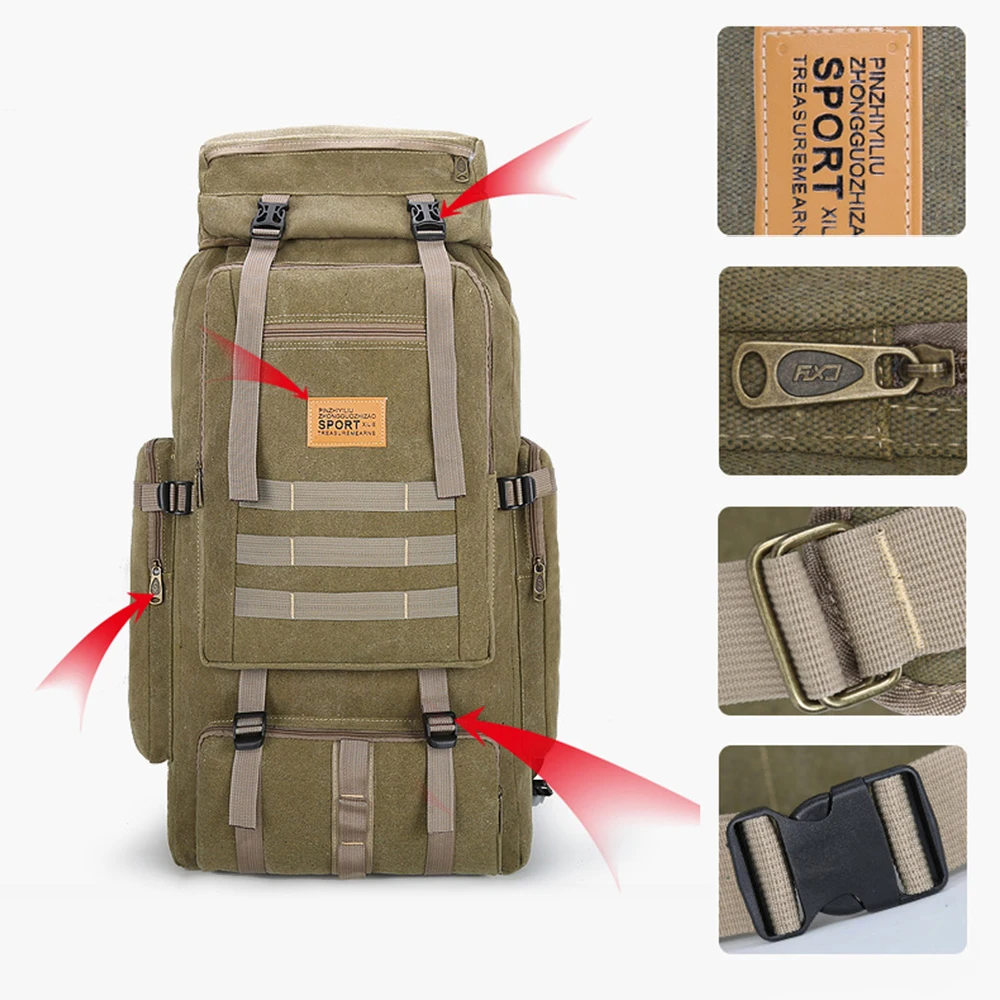 75L Nylon Waterproof Trekking Fishing Hunting Bag Men Women Backpack Outdoor Military Rucksacks Tactical Sports Camping Hiking