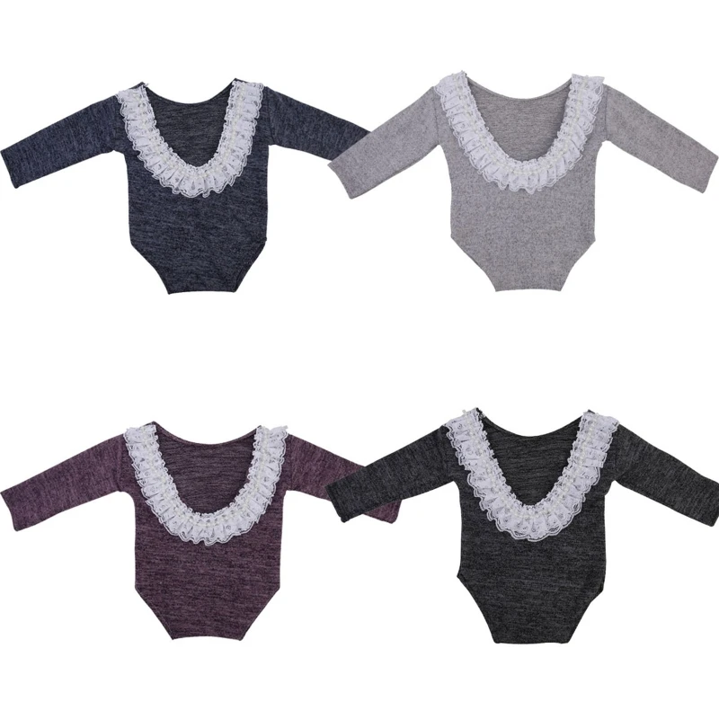 

67JC Baby Photography Props Costume Lace Romper Bodysuit Photo Props Newborn’s Photostudio Props Pilling Resistance Unisex