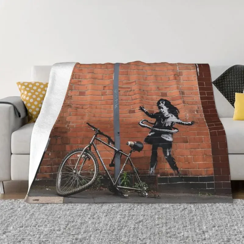 

Одеяла Бэнкси с 3D принтом, дышащее мягкое Фланелевое летнее одеяло в стиле граффити, уличное художественное покрывало для кушетки, уличной кровати
