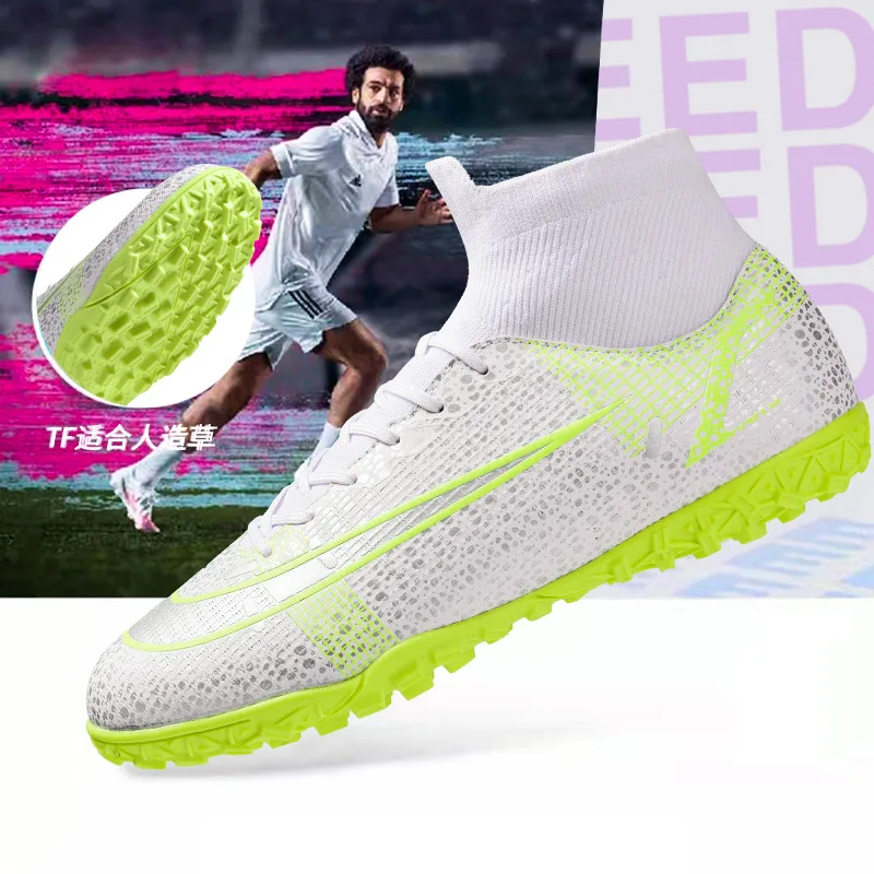 

Soccer Cleats Football Shoes High Male TF Broken Nail Artificial Lawn Teen Students Leather Foot AG Long Men