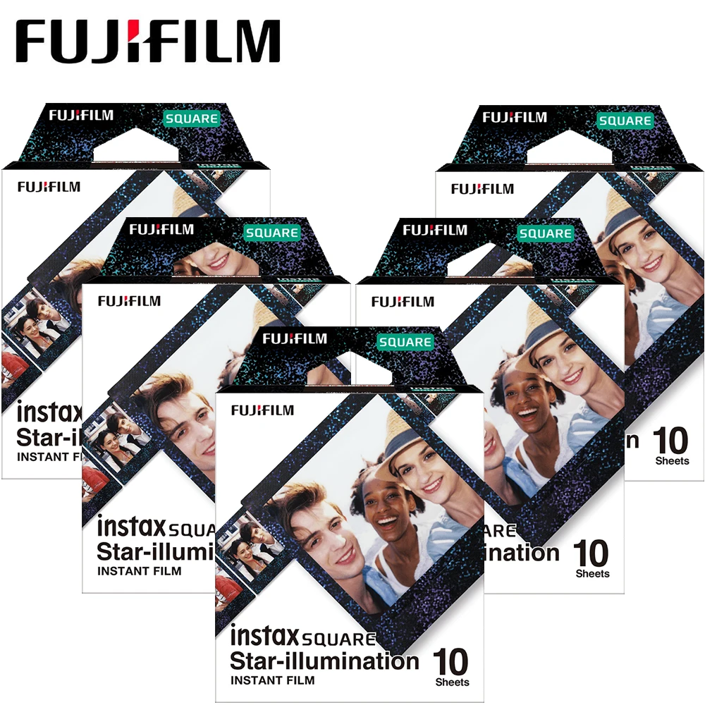 

Квадратная фотобумага Fujifilm Instax с подсветкой в форме звезды, фотобумага (10-50 листов) для SQ10, SQ6, SQ20, фотобумага для мгновенной съемки