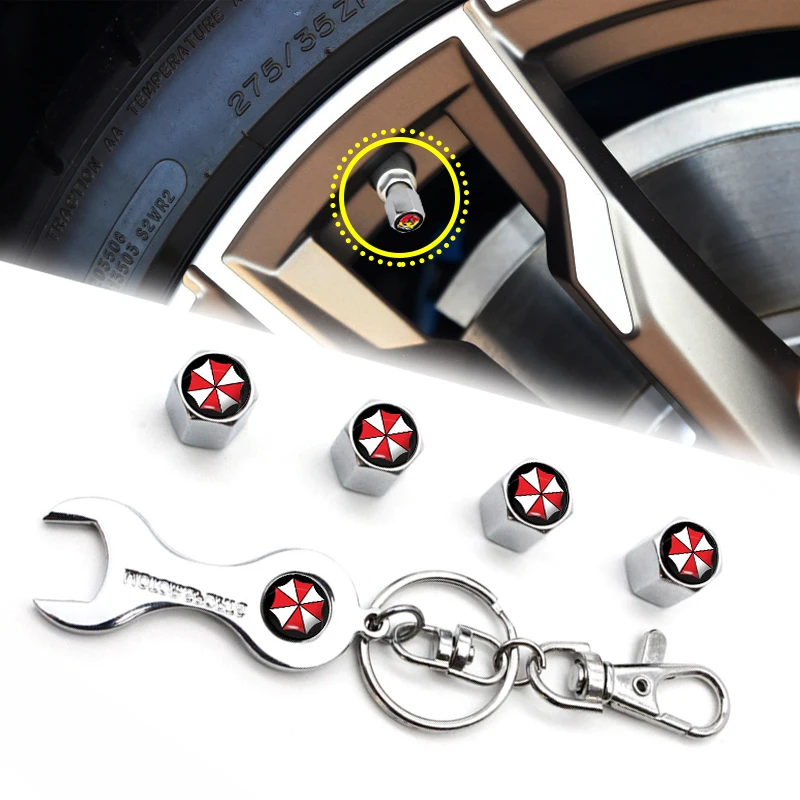 

Car Tire Valve Cap with Wrench Keychain Tool for Cadillac Escalade Cts Seville Ats Deville Srx Eldora Xt4 Ct4 Ct5 Accessories