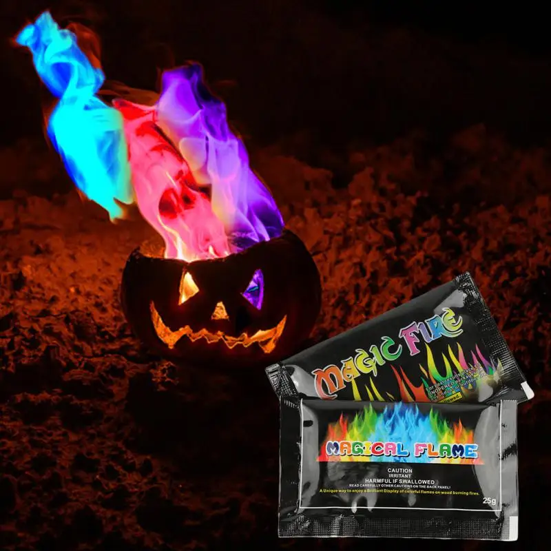 

10/15/25g Mystical Fire Trick Coloured Flames Powder Bonfire Sachets Pyrotechnics Outdoor Camping Hiking Survival Tools