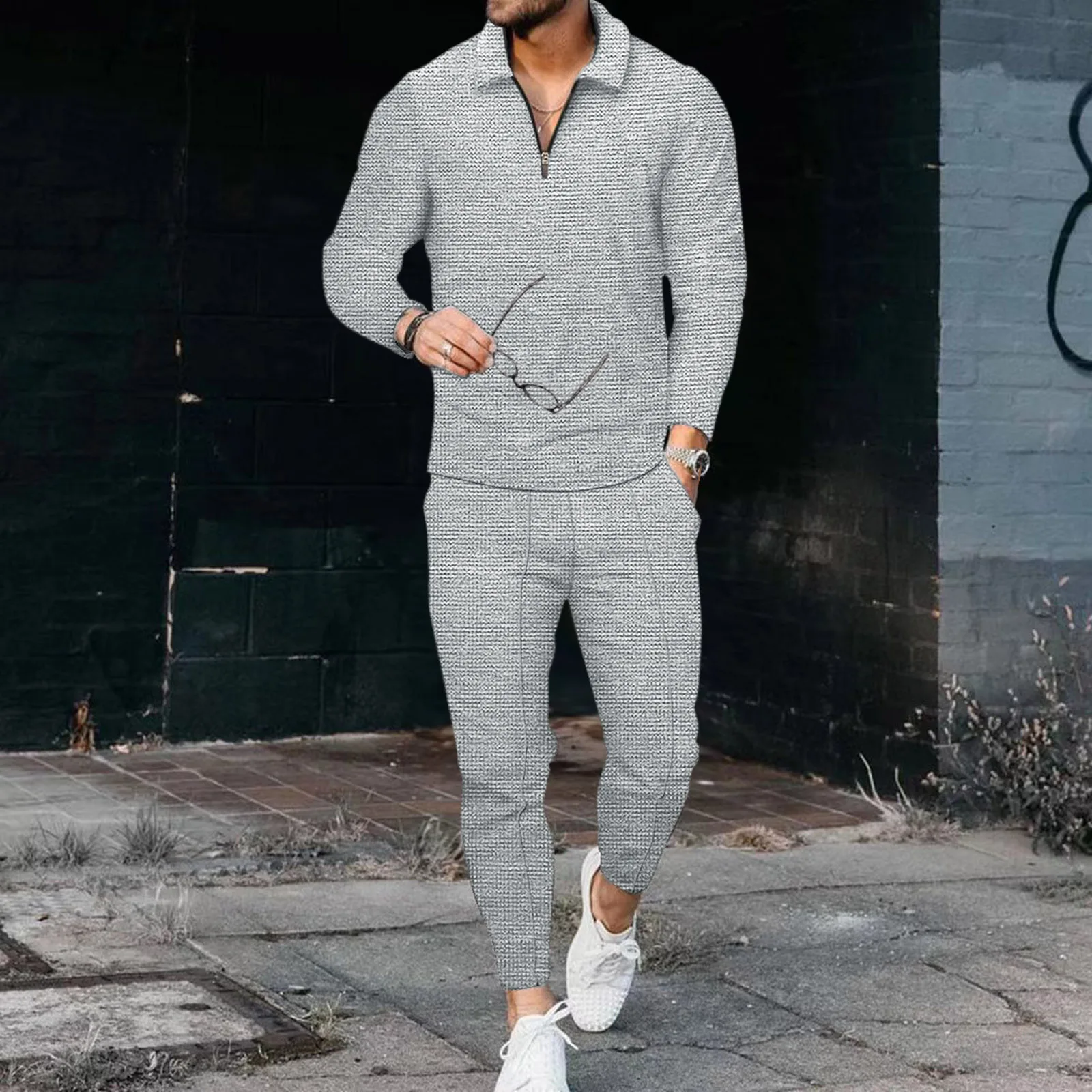 Men's sports suit Fall 2023 2-piece long-sleeved sports suit set suits for men  clothes for men  tracksuit men