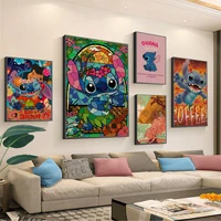 disney cartoon stitch classic vintage posters kraft paper prints and posters decor art wall stickers