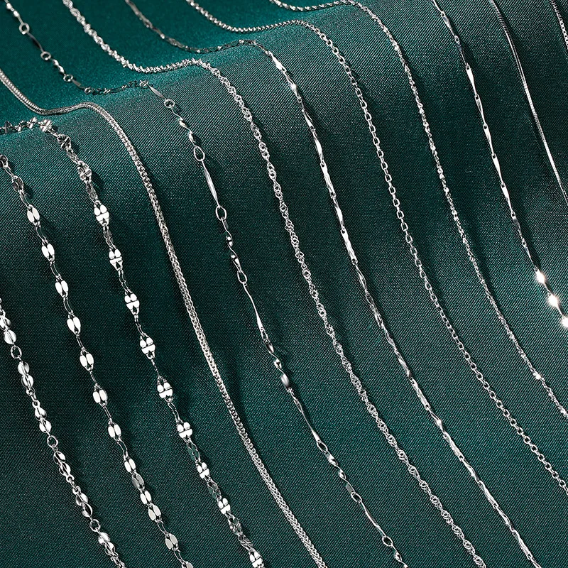 

S999 sterling silver necklace female luxury high sense clavicle chain niche Korean retro simple sterling silver chain