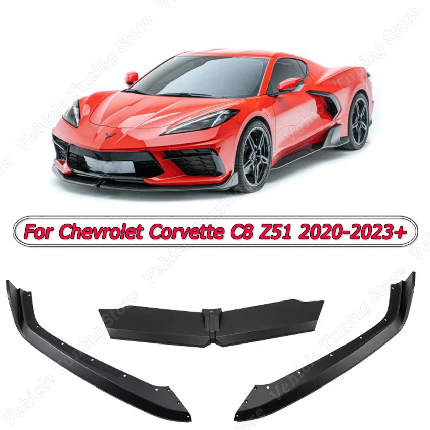 

Автомобильный передний бампер, накладка на спойлер для Chevrolet Corvette C8 Z51 2020 2021 2022 2023 + черная глянцевая внешняя модификация