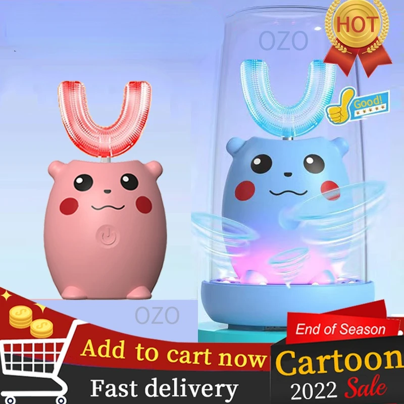 

Ультразвуковая Детская электрическая зубная щетка с мультяшным рисунком, зубная щетка с мягкой силиконовой головкой, полностью автоматиче...