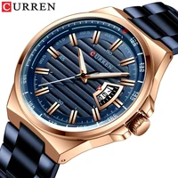 curren mens watches top brand luxury stainless steel blue quartz wristwatch auto date watch for men clock male relogio masculino