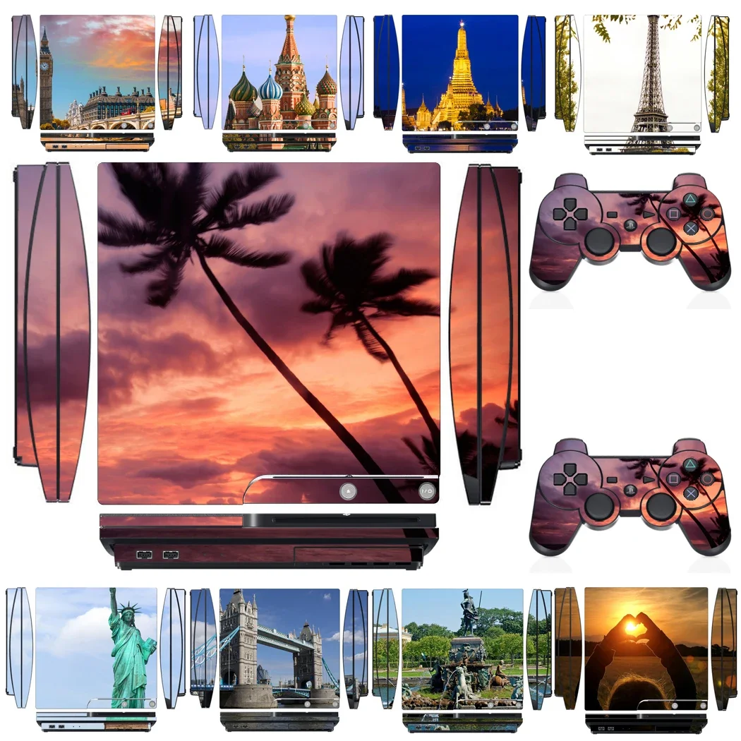 Beautiful Scenery 3307 Vinyl Skin Sticker Protector for Sony PS3 Slim PlayStation 3 and 2 controller skins Stickers