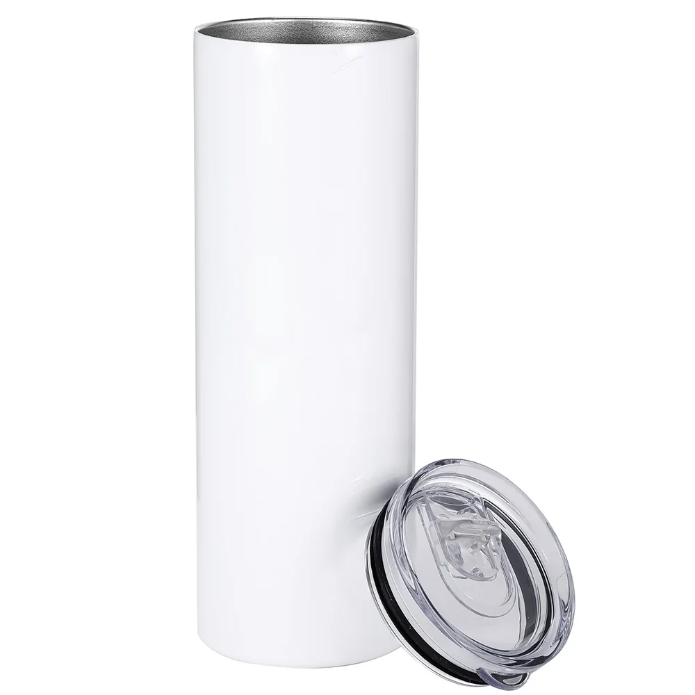 500pcs 20oz Sublimation Blank Water Bottle Skinny Straight Tumbler Double Wall Vacuum Sport Travel Cup With Sealed Lid and Straw