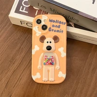fashion 3d bear cartoon cute bone dog phone case cover for iphone 11 12 13 pro x xr xs max shockproof case for iphone 13 cases