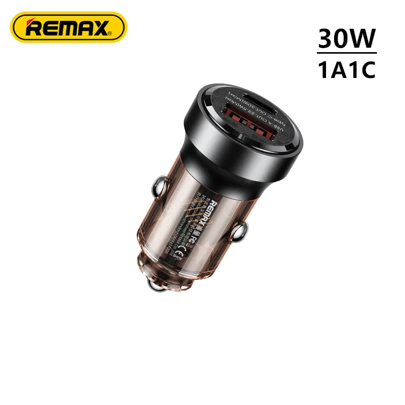 Автомобильное зарядное устройство Remax 30 Вт Cyberpunk 1A1C Ouput PD3.0 QC3.0 AFC/FCP/SCP для быстрой зарядки iPhone/Samsung планшетов/ноутбуков/телефонов
