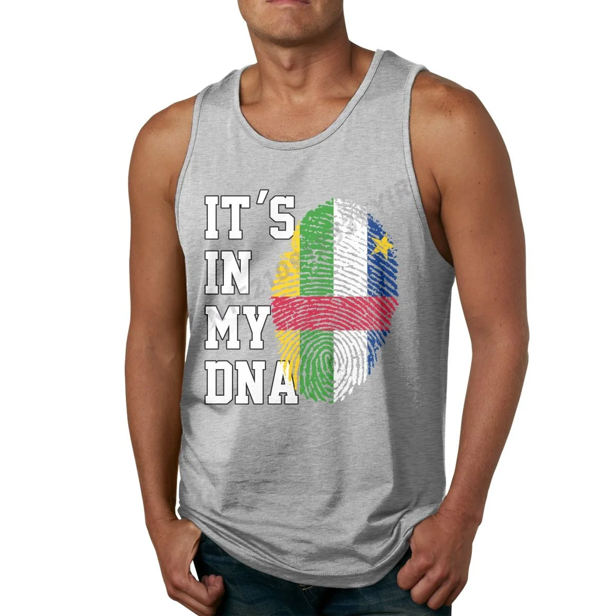 

Summer Men Tank Top IT'S IN MY DNA Central African Republic Flag Fans TankTop Men's Shirt Hip Hop S-3XL sleeveless garment Cool
