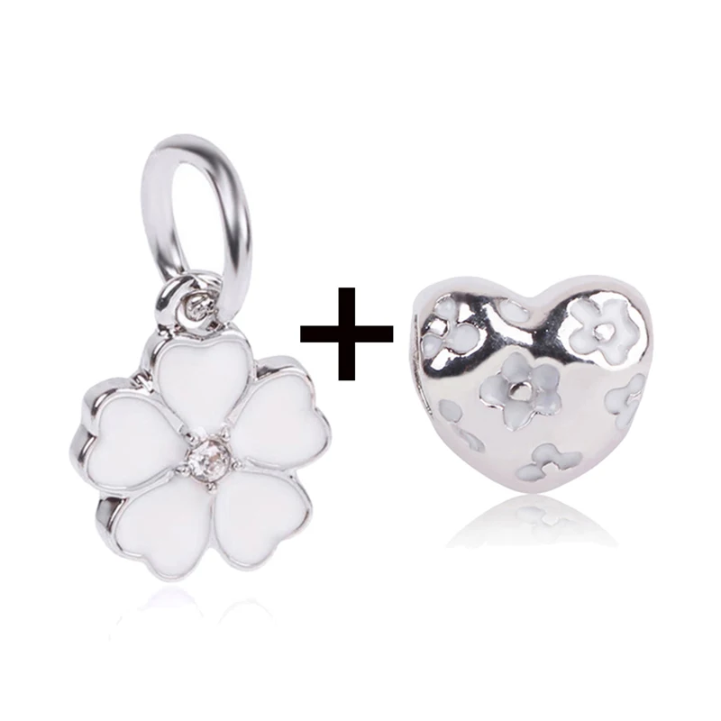 2 шт./лот 45 стилей посеребренные брендовые браслеты с белым цветком вишни