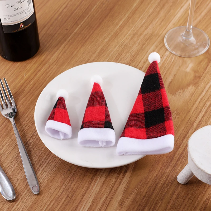 10 шт. Рождественская шляпа Санта-Клауса держатель для ножей вилки чехол столовых