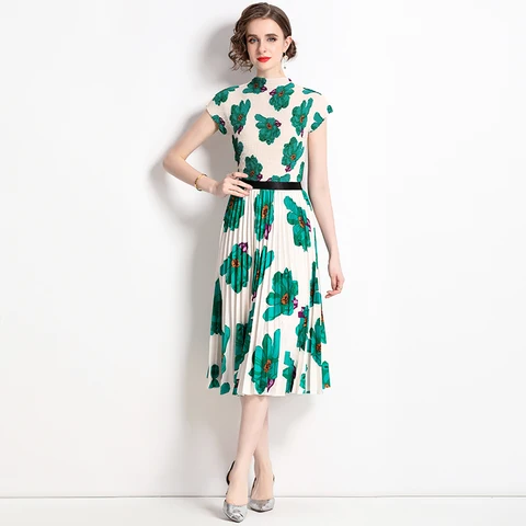 Комплект из двух предметов, летние платья для женщин с предложения, Женский комплект из двух предметов с принтом, женская одежда 2023, элегантный зеленый с коротким рукавом