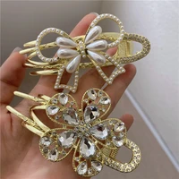 new ins pearls butterfly hair clips for women hair accessories simple rhinestone duck bill clip bows barrette headdress