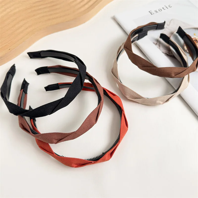 

Korean Solid Color Hairbands for Women Girls Cross Dentate Non-slip Bezel Headband Sport Wash Face Hair Hoop Hair Accessories