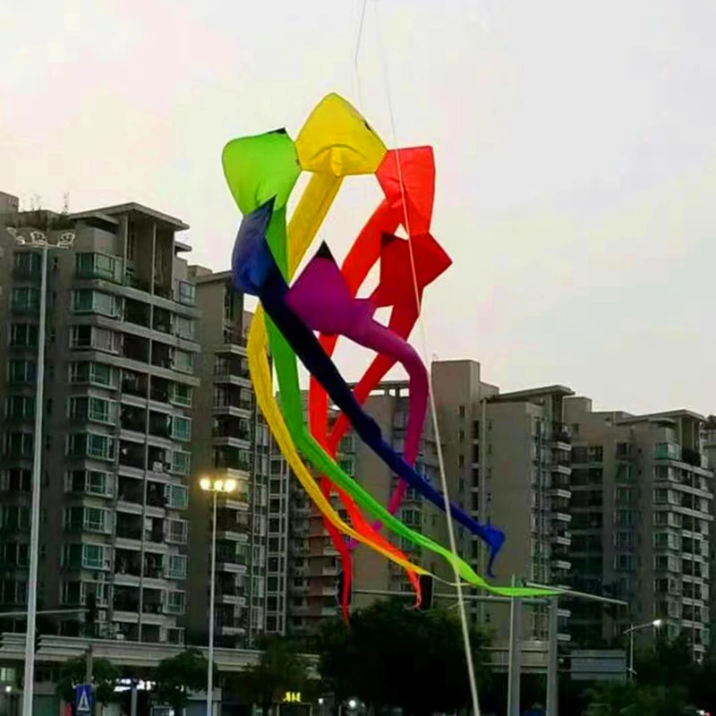 Бесплатная доставка 6 м Радужный змей с ветровым носком летающий для взрослых