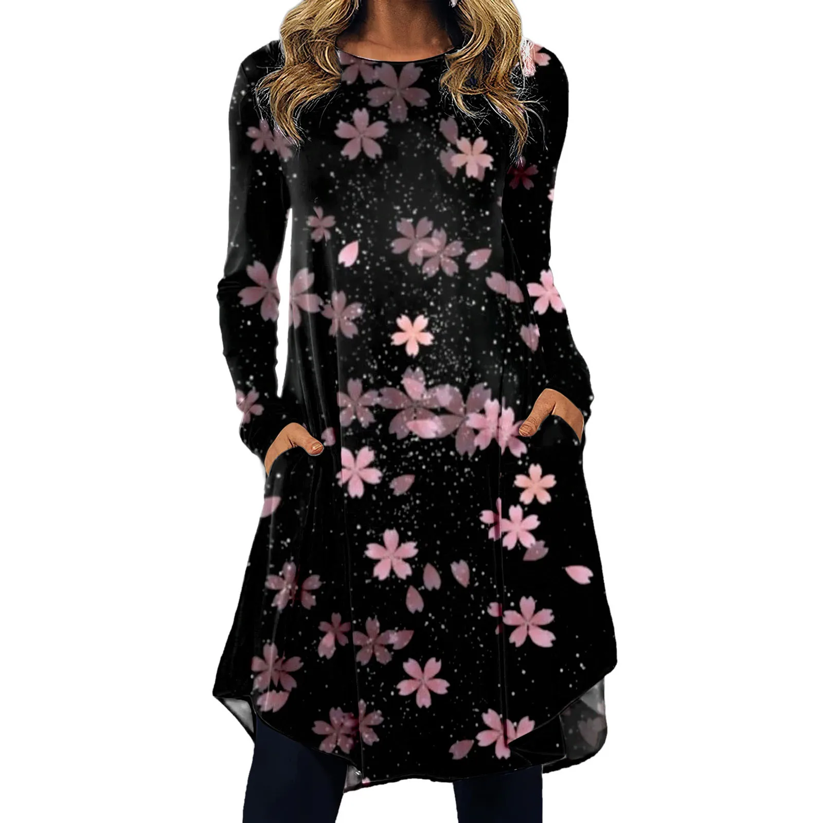 

Женское Свободное платье в Западном этническом стиле, повседневные асимметричные платья средней длины с длинным рукавом в стиле бохо, Женс...