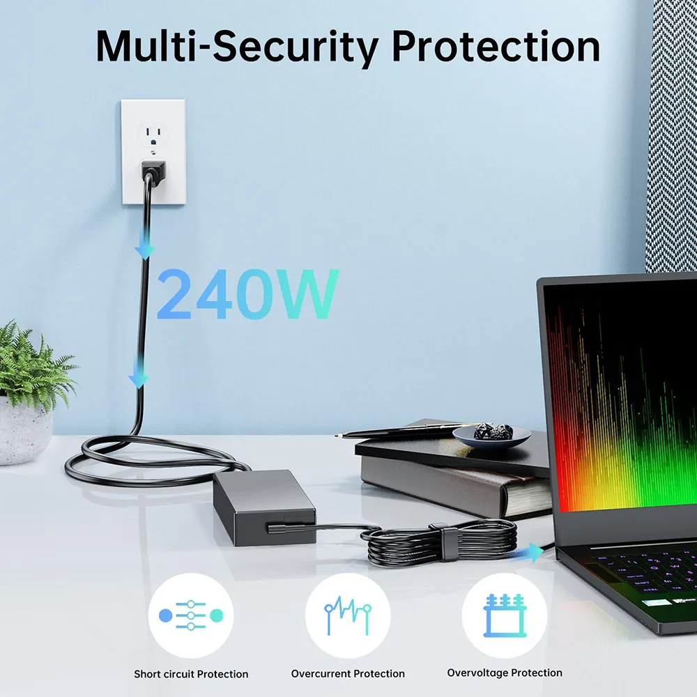 Фото Зарядное устройство 240 Вт ADP-240EB B для Asus Rog Zephyrus G14 G15 M16 G16 S15 S17, Flow X16 GV601, зарядное устройство Rog Strix Scar, зарядное устройство Asus 240 Вт №1