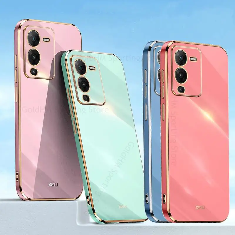 

Candy Color Plating Phone Case For vivo S15 Pro S12 S10E 5G Soft Silicone Lens Protective Cover For VIVO Y97 Y9S Y19 Y17 Y15 Y20
