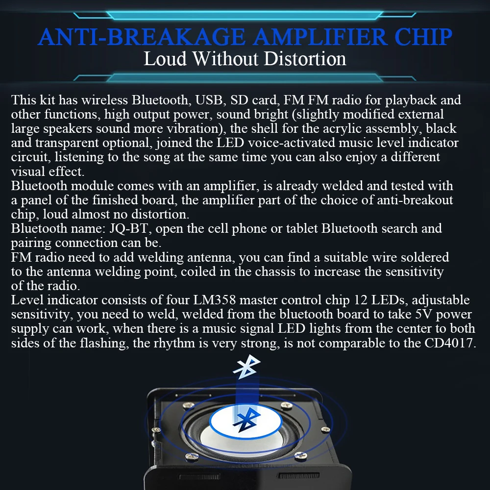 DIY Bluetooth-динамик с FM-радио проект пайки практика сборка электронный комплект