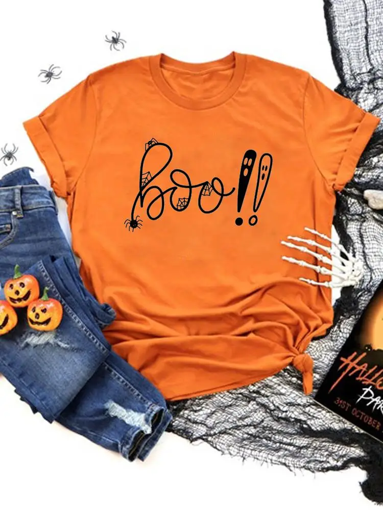 

Fall Autumn Ladies Casual Halloween Thanksgiving Letter 90s Style Cute Women Clothing Graphic Tee Female T Clothes T-shirts