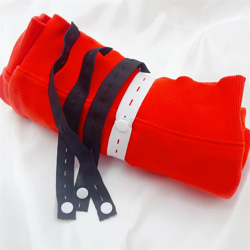 

Оптовая продажа, 1000 шт., эластичная лента на пуговицах, черного и белого цвета, для шарфов, брюк, одежды, складная фиксированная лента, чемодан, принадлежности для хранения