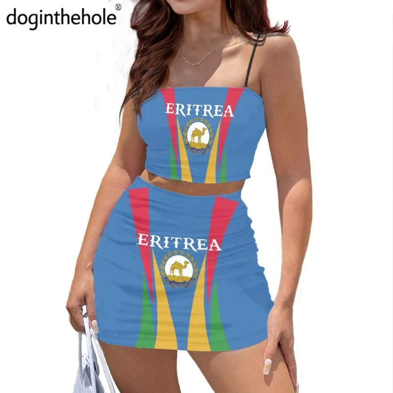 

Doginthehole Eritrea Flag Printing Women Short Dress Outfits Strap Crop Top and Mini Skirt Suits Summer Party Sexy Clubwear 2022