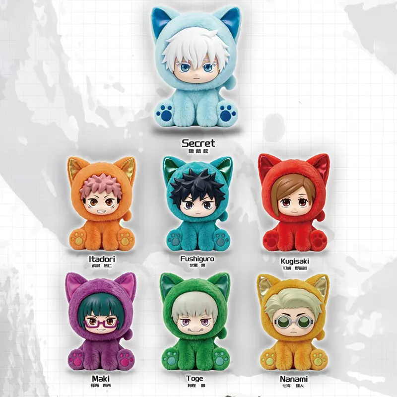 Фото В наличии: Оригинальный коллекционный брелок-подвеска EAKI Jujutsu Kaisen Cat Sitting Party Series (серия Blind Box) — аниме-мерч, игрушка, подарок №2