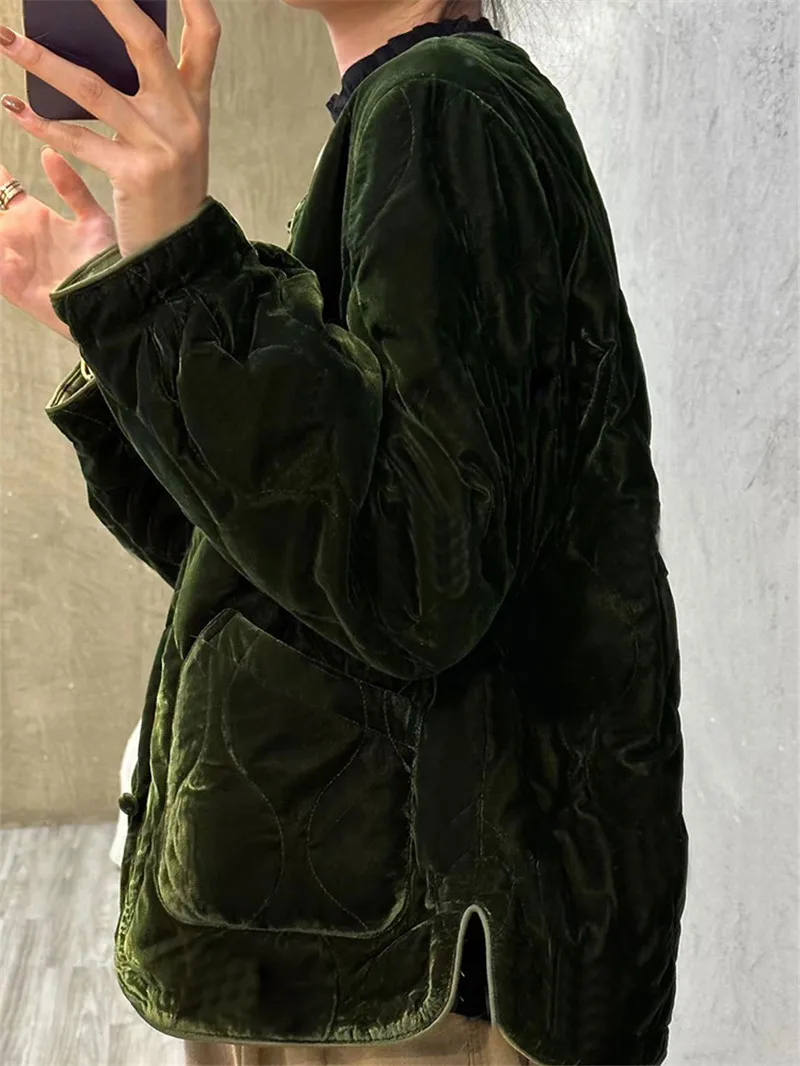 Женская куртка Limiguyue зеленая бархатная