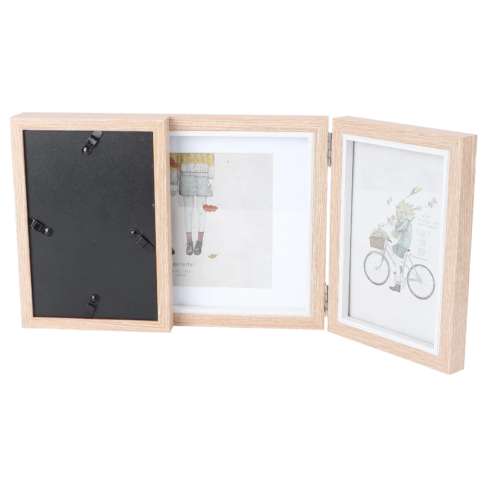 

Frame Photo Picture Frames Folding Triple Wooden Desk Tabletop Wedding Hinged Baby Multi 6X4 Albumdesktop Holders Standing Three