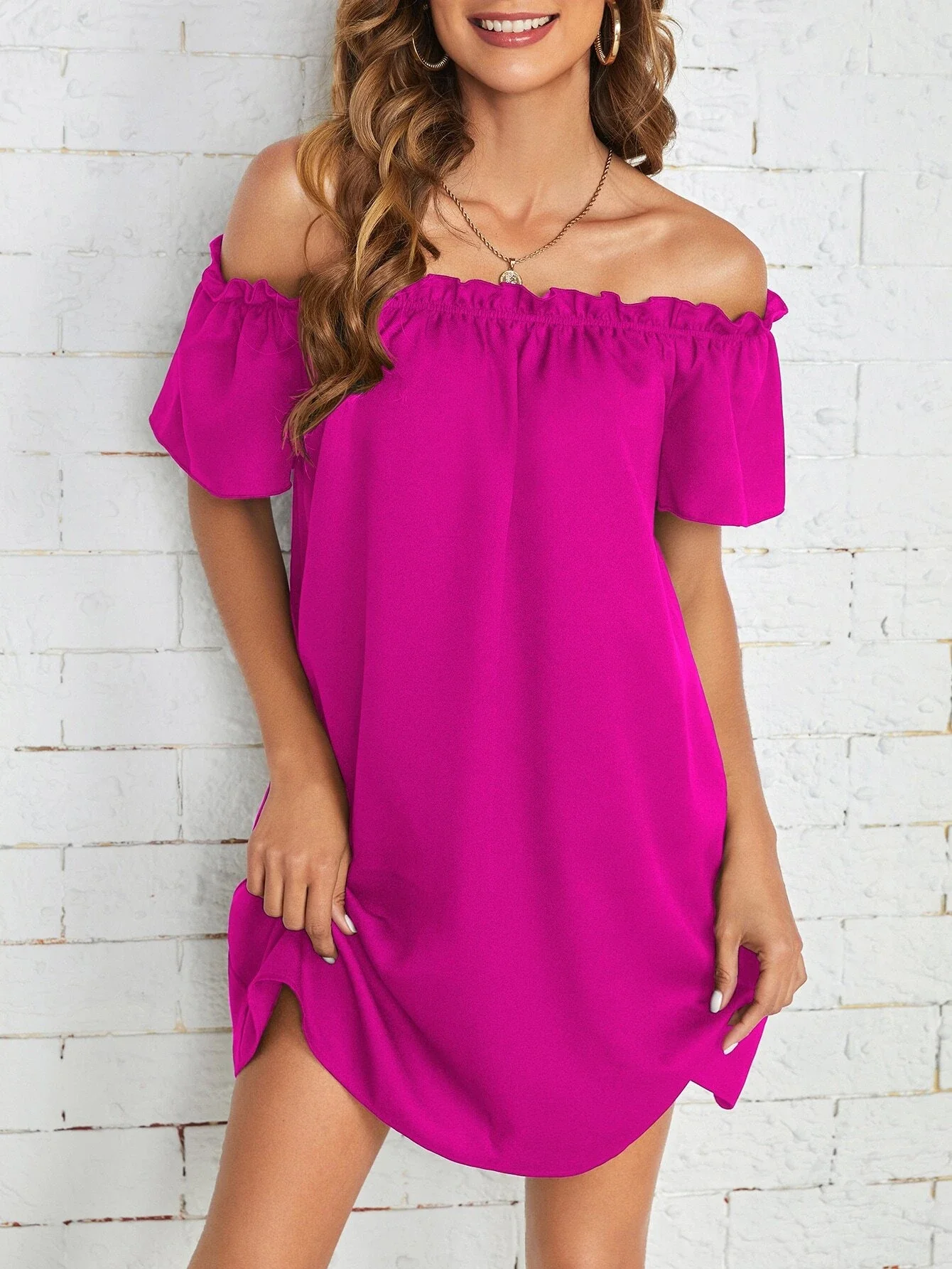 

Off Shoulder Frill Trim Dress