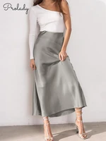 women silky drape long skirt ice silk y2k summer elegant fishtail vintage trumpet skirts for women party evening club clothes