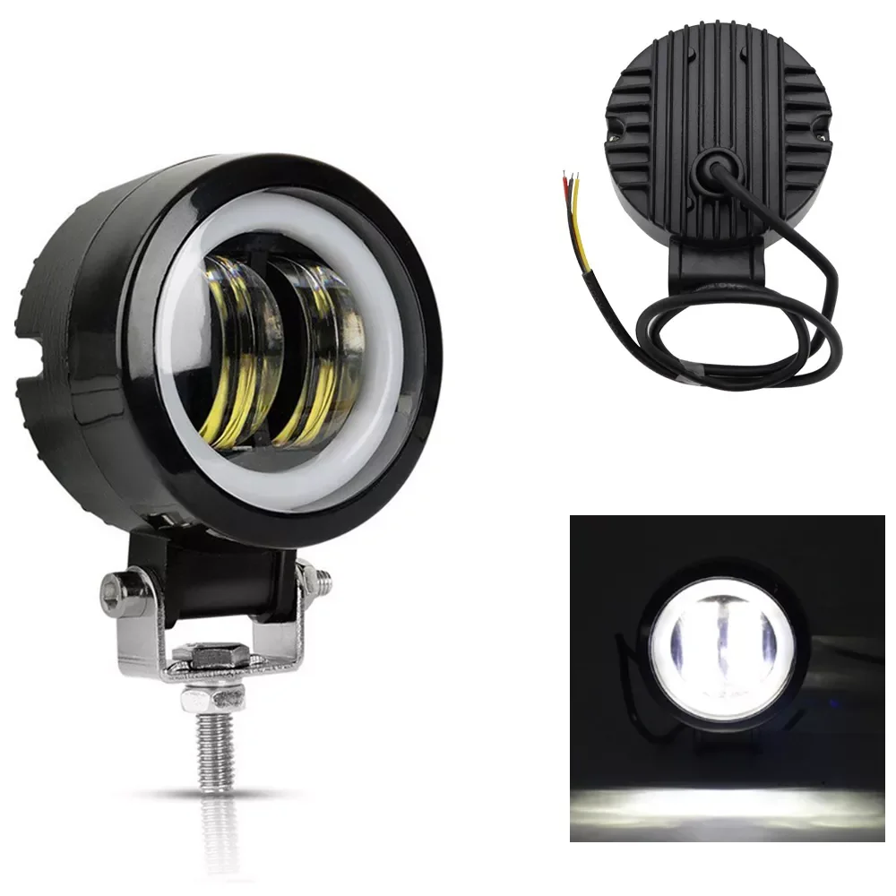 

JVISUAL 3 дюйма 40 Вт Водонепроницаемый круглый светодиодный светильник «ангельские глазки» 12В 24В 6500 К Белый Синий для мотоцикла внедорожник св...