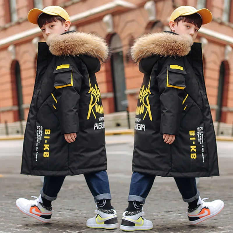 

-30 Degrees High Quality Winter Boys Long Coat Clothes Overcoat Snowsuit Thick Hooded Parka Warm Cotton Jacket For Kids Clothing