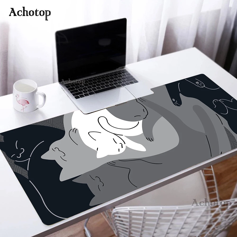 

Black and White Desk Mice Pad Large Mousepad Pc Accessories Keyboard Pad Mouse Pad Gaming Deskmat Rubber Lock Edge Mat 100x50cm