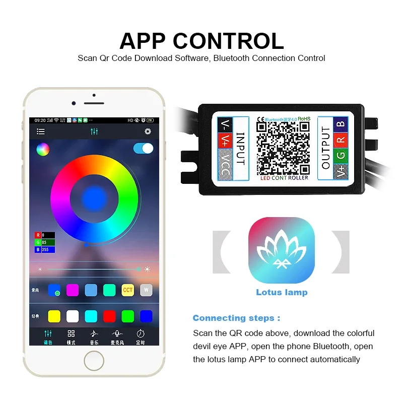 360-градусный светодиодный RGB-приложение Bluetooth Devil Demon Eyes Автомобиль Мотоцикл 2 5 3