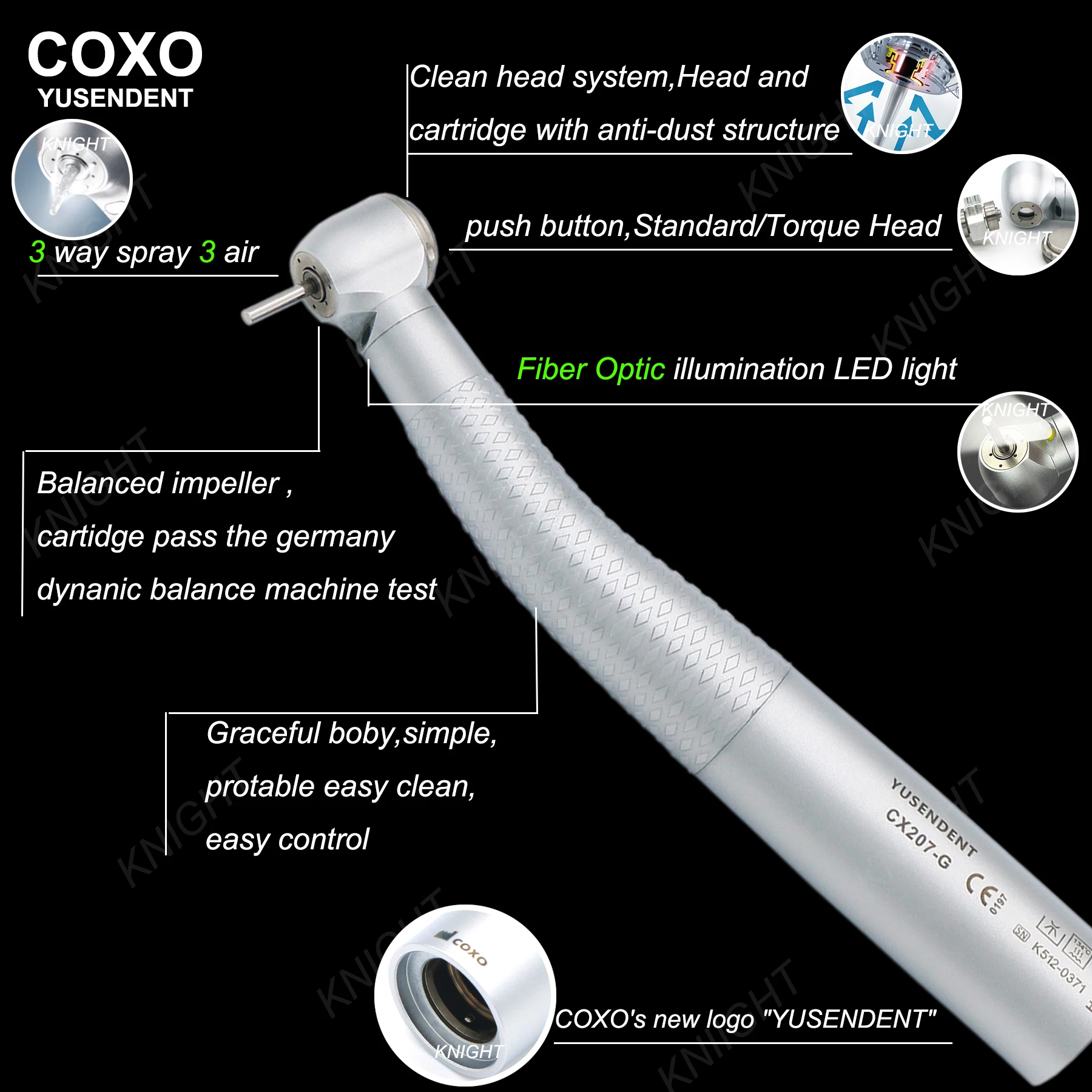 COXO Высокоскоростной оптоволоконный стоматологический наконечник