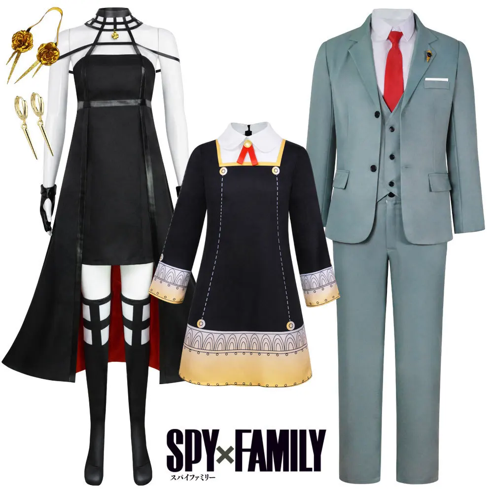 

Anime Spy X Family Yor Forger Cosplay Costume Wig Dress Suit Black Red Skirt Set Yor Briar Earring Long Hair Women Clothes Party