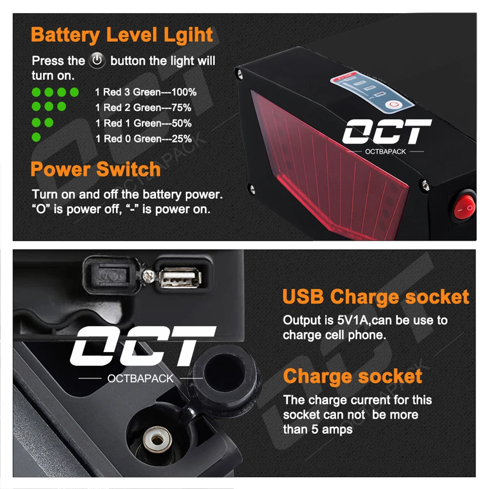Литий-ионный аккумулятор для электровелосипеда 36 В 30 А/ч 48 25 52 в