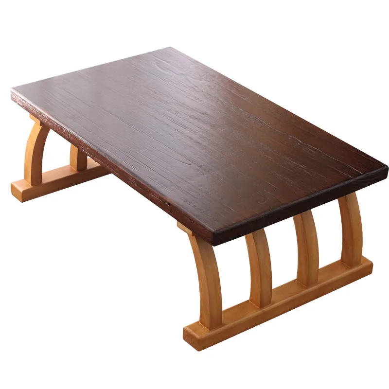 Японский ленивый журнальный столик с татами из цельного дерева для гостиной