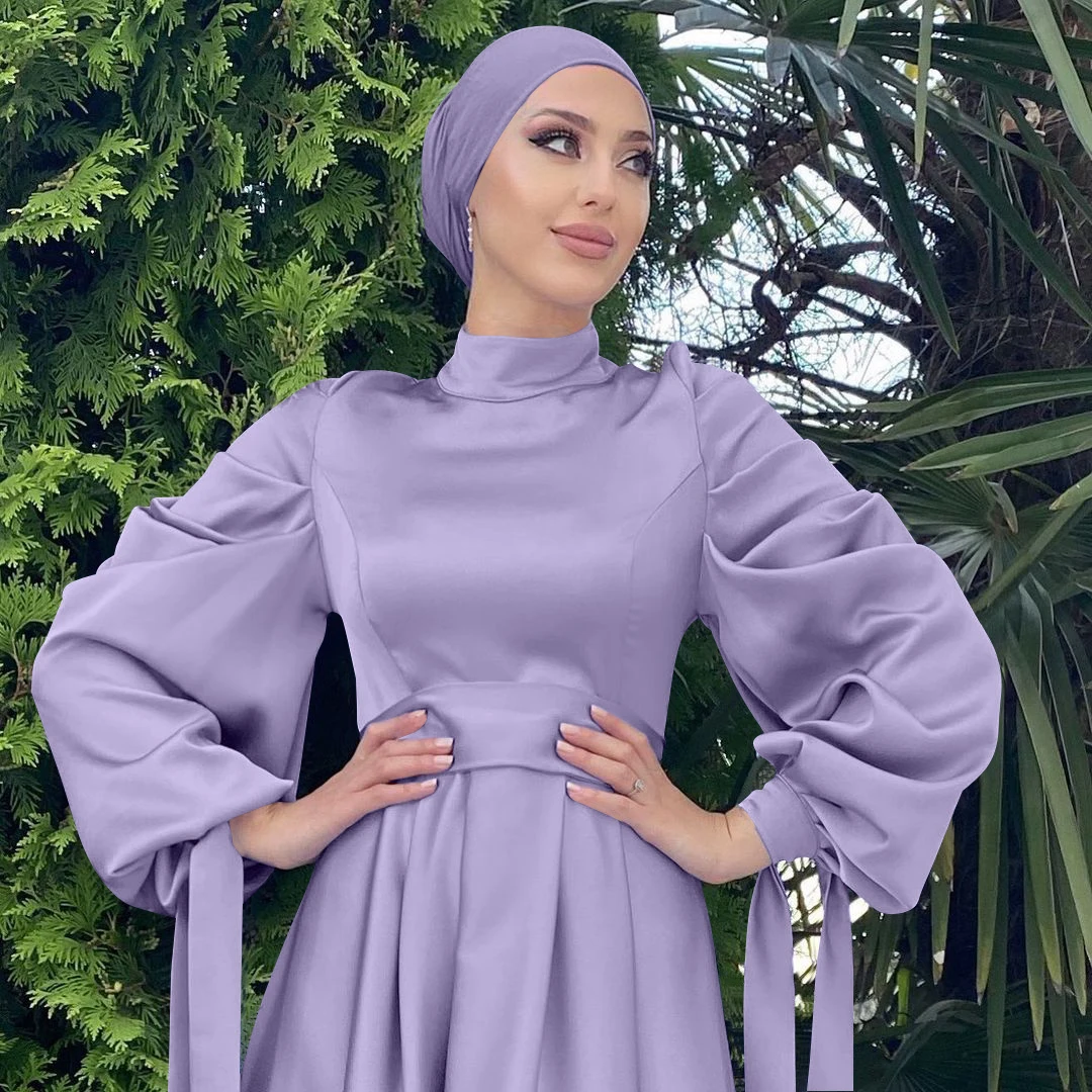 New Muslim Solid Color Long Summer Dress Abaya For Ramadan Islamic Cloth Hot Selling Large Size in Arab