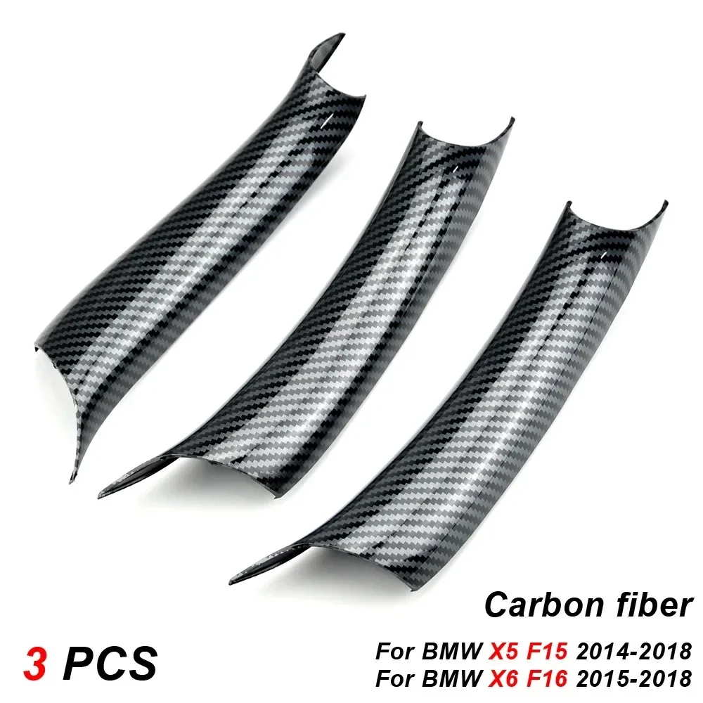 

LHD/RHD 3Pcs ABS For BMW X5 F15 X6 F16 2014-2018 Car Interior Black Carbon Fiber Texture Door Pull Handle Protective Cover Trim