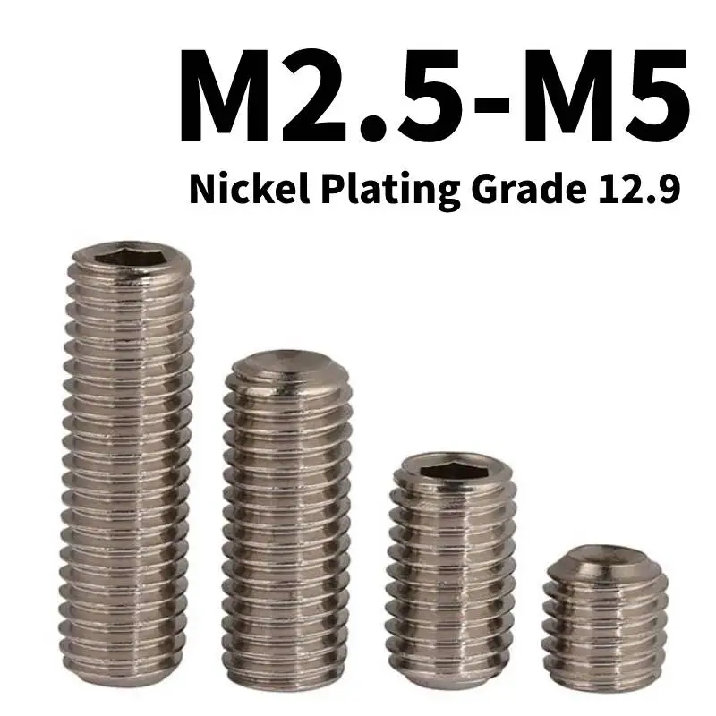 

10/30 шт. M2.5-M5 никелированный класс 12,9 сплав набор винтов с шестигранным углублением, плоский винт с шестигранным углублением, набор без голов...