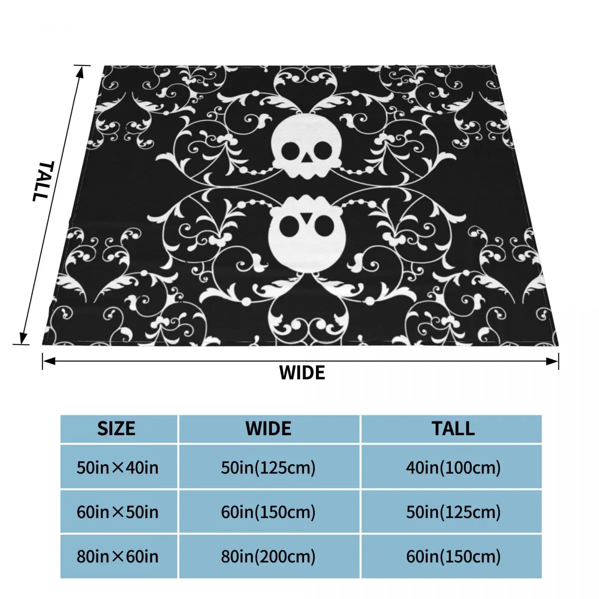 Королевский череп Дамасская ткань декор Хэллоуин скелет дышащий Легкий плед